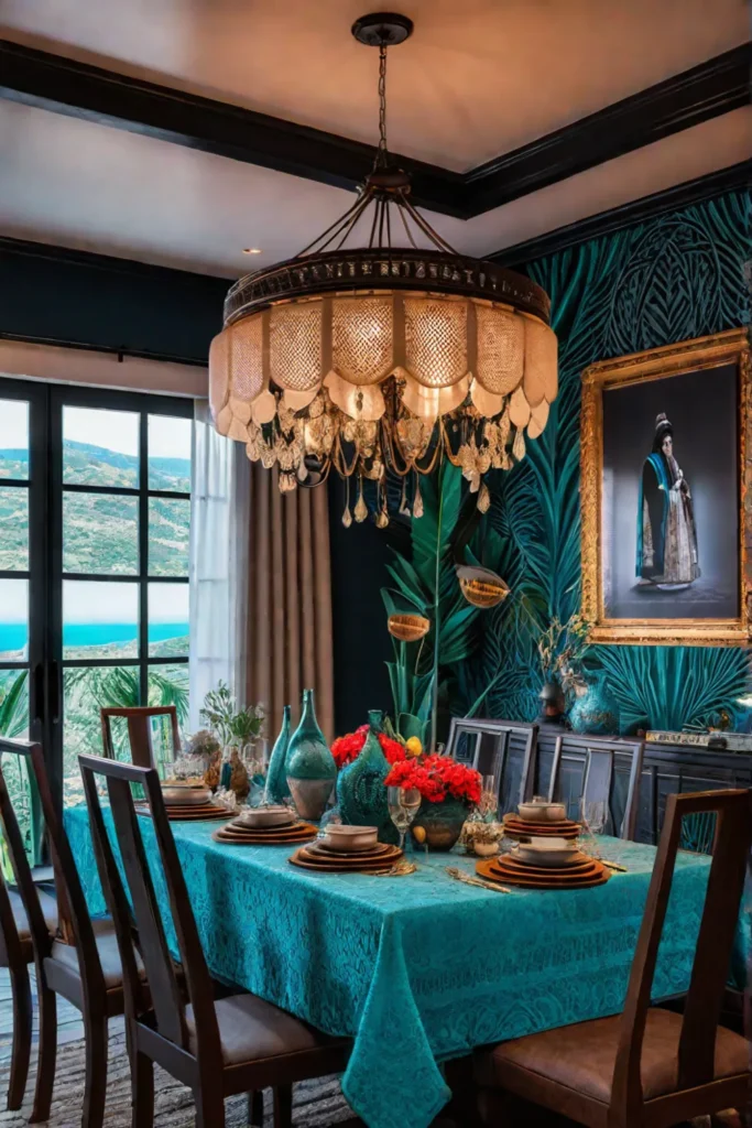 Bohemian dining room with personal touches