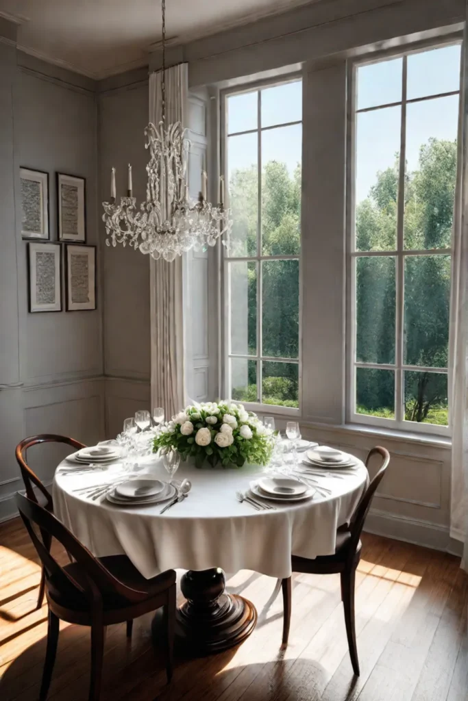 Classic dining table with tablecloth