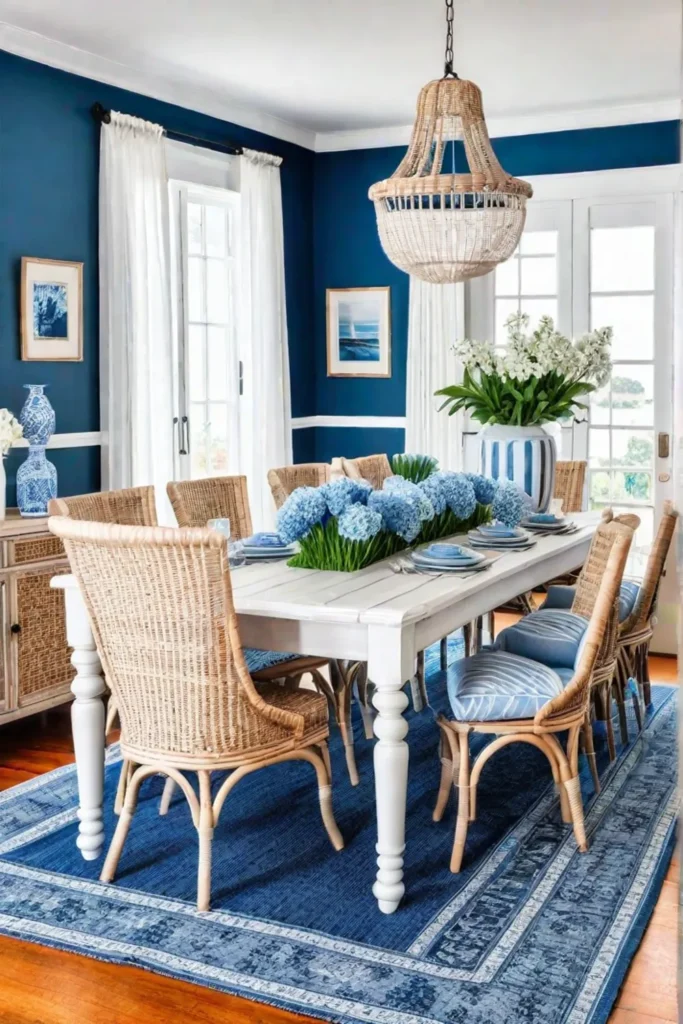 Coastal dining room whitewashed table