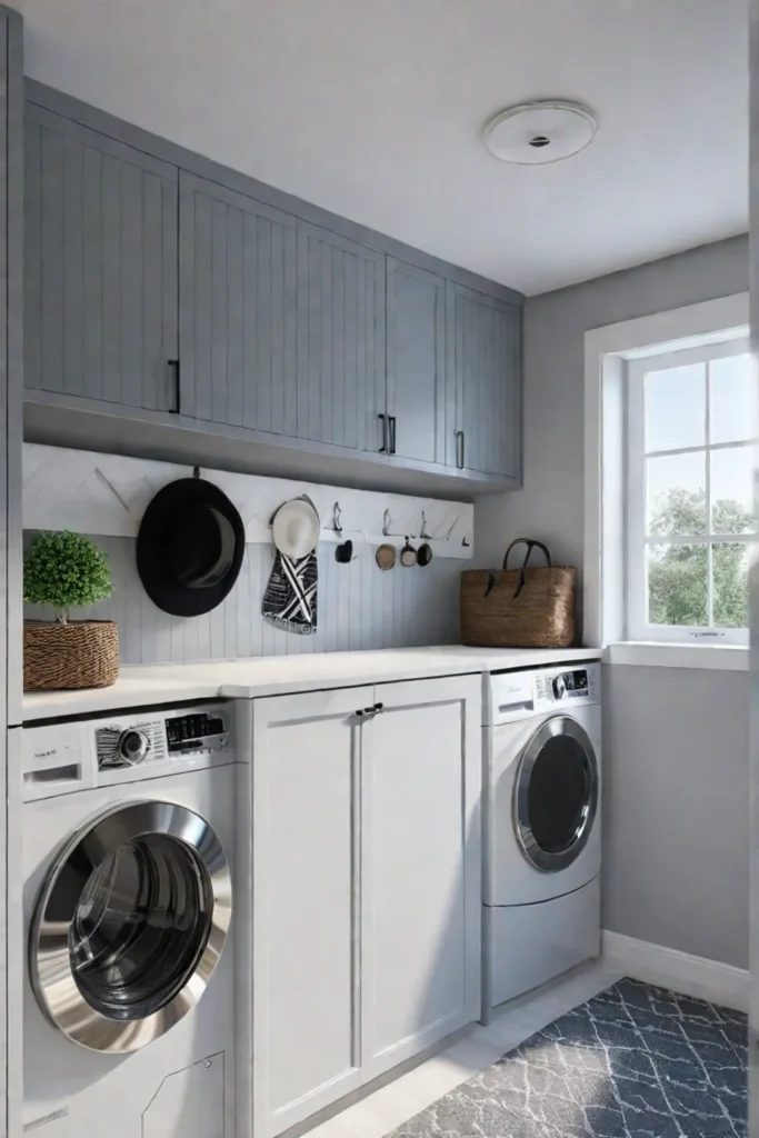 Combined mudroom and laundry room