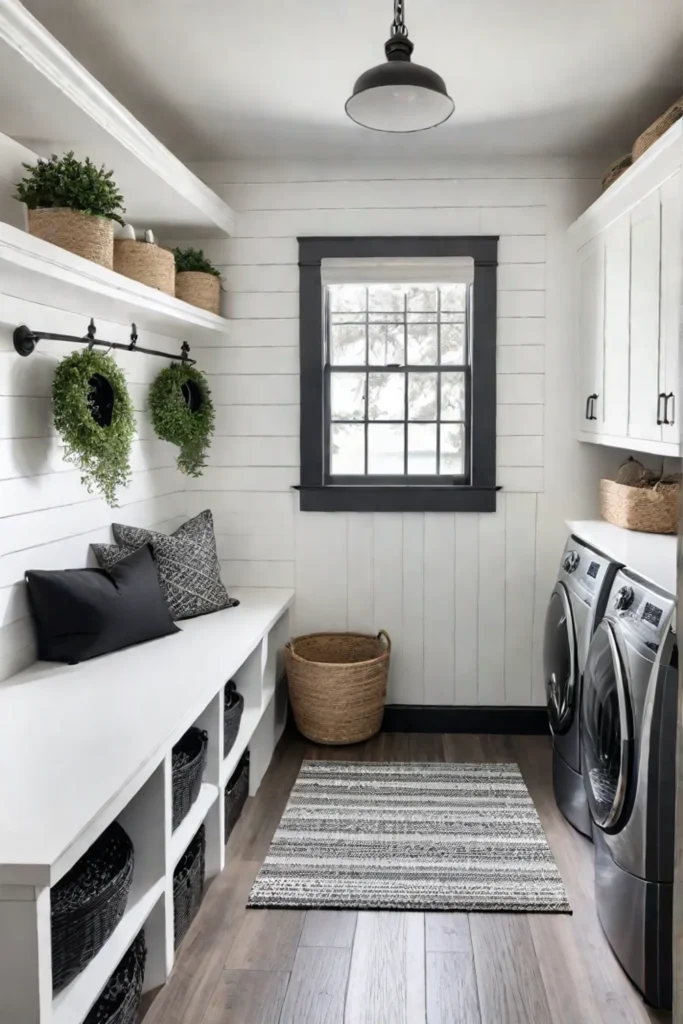 Compact Laundry Room with Rustic Charm