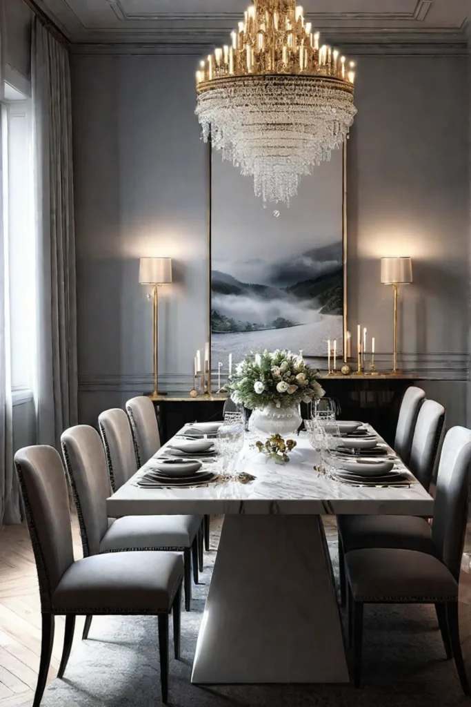 Dining room with statement chandelier 1