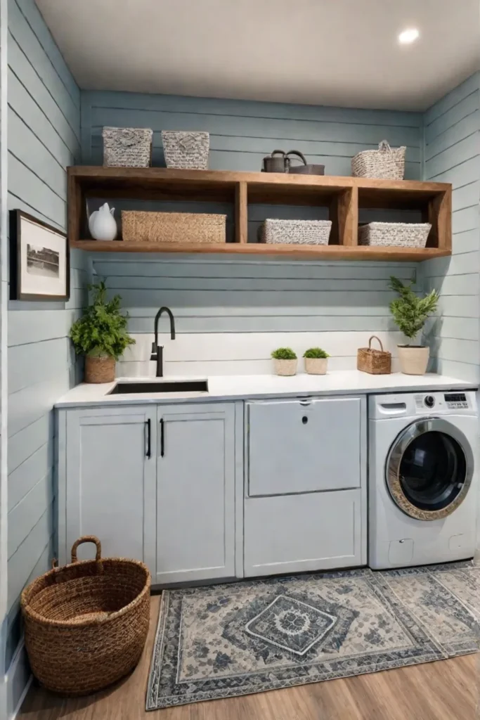 Farmhouse style mudroom laundry room