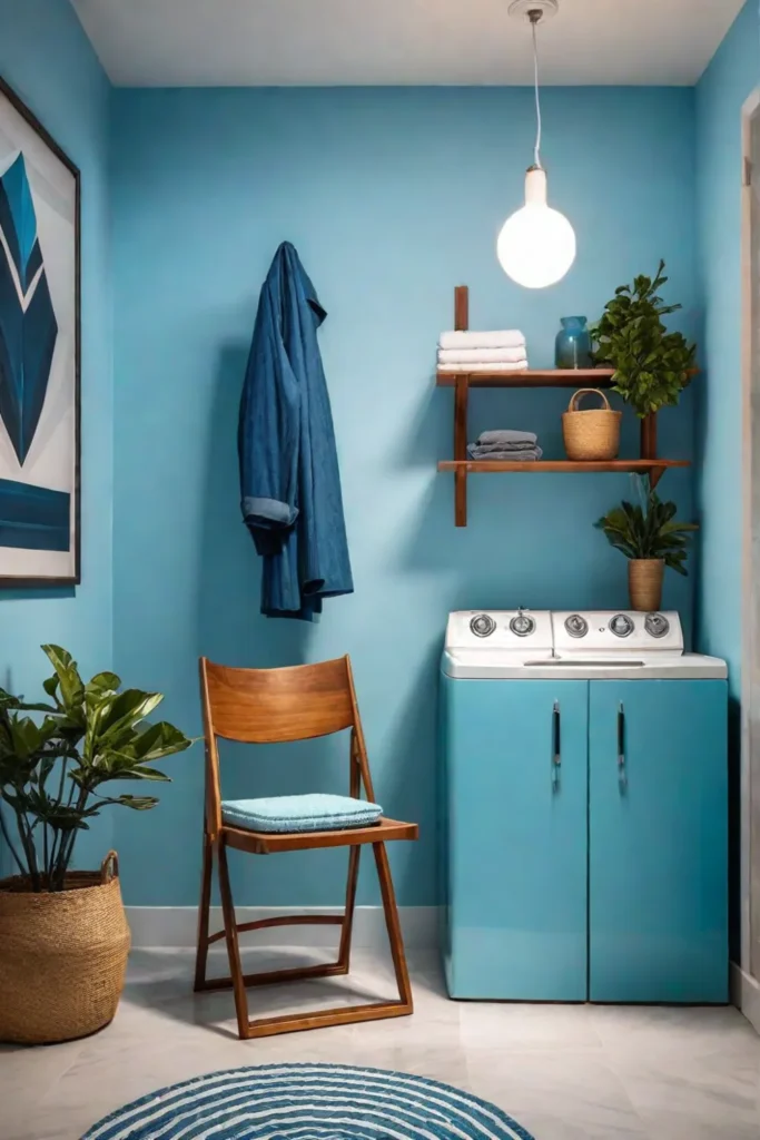 Folding chair in laundry room