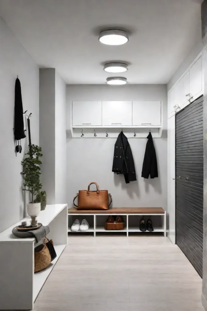 Functional mudroom with strategic lighting