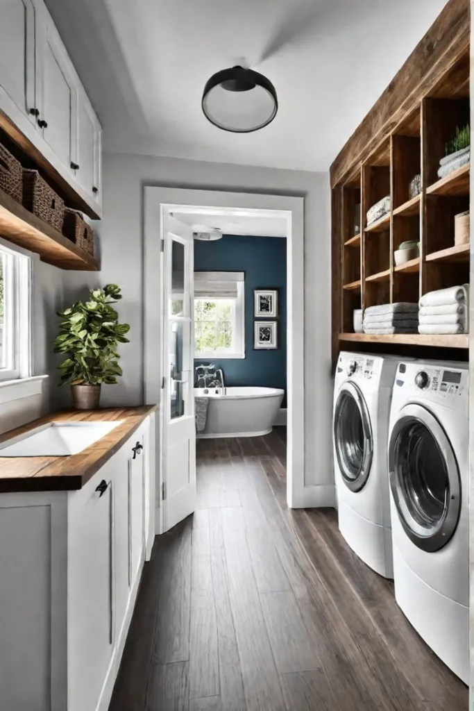 Galley layout mudroom laundry room