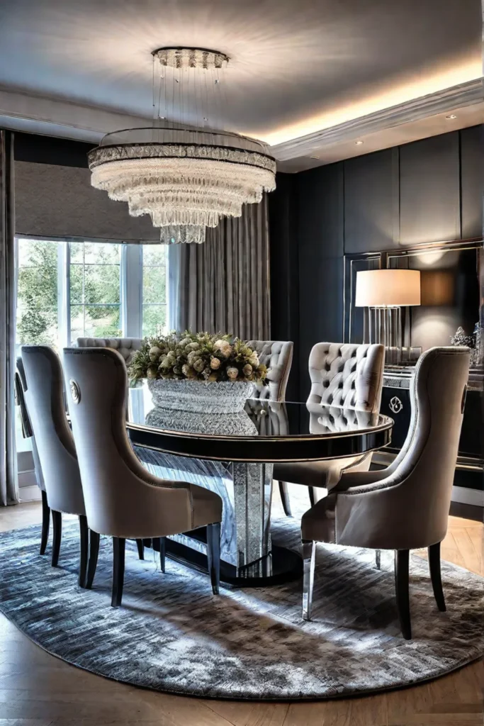 Glamorous dining room glass dining table