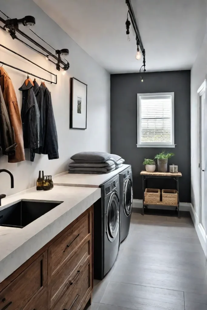 Industrial mudroom laundry room lighting