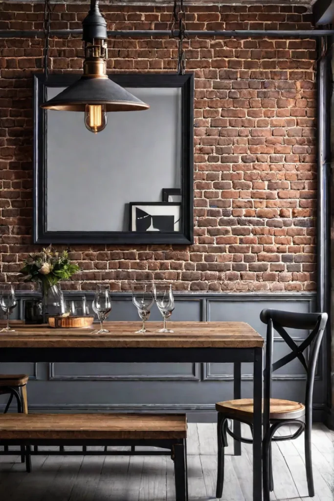 Industrial style dining room with metal chairs