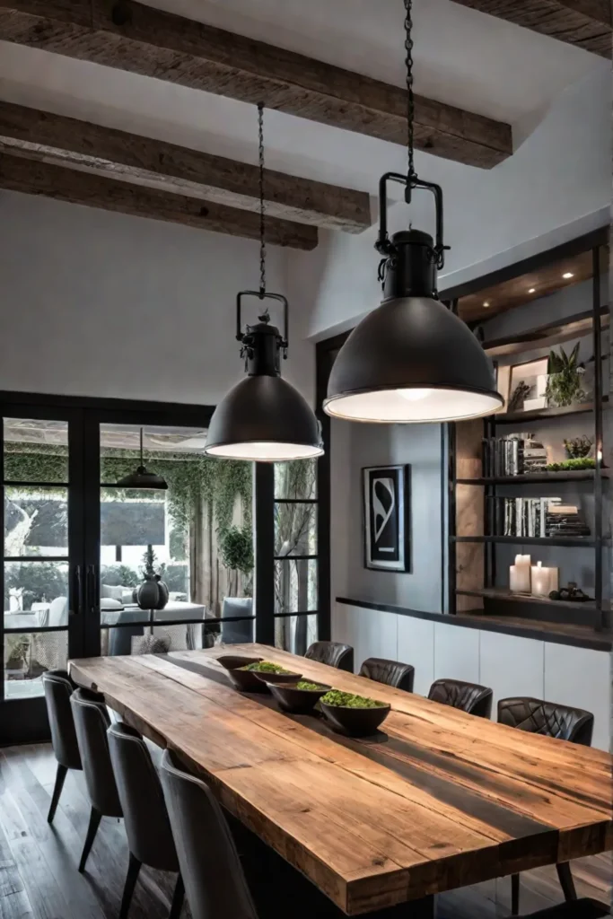 Modern dining room with industrial elements