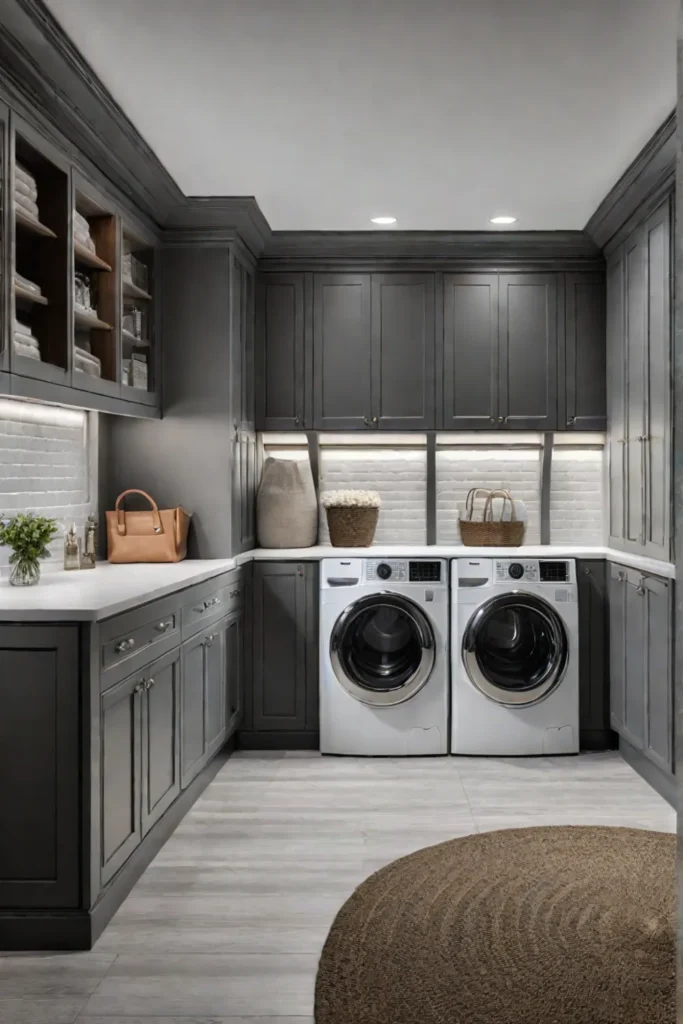 Mudroom laundry room with craft area