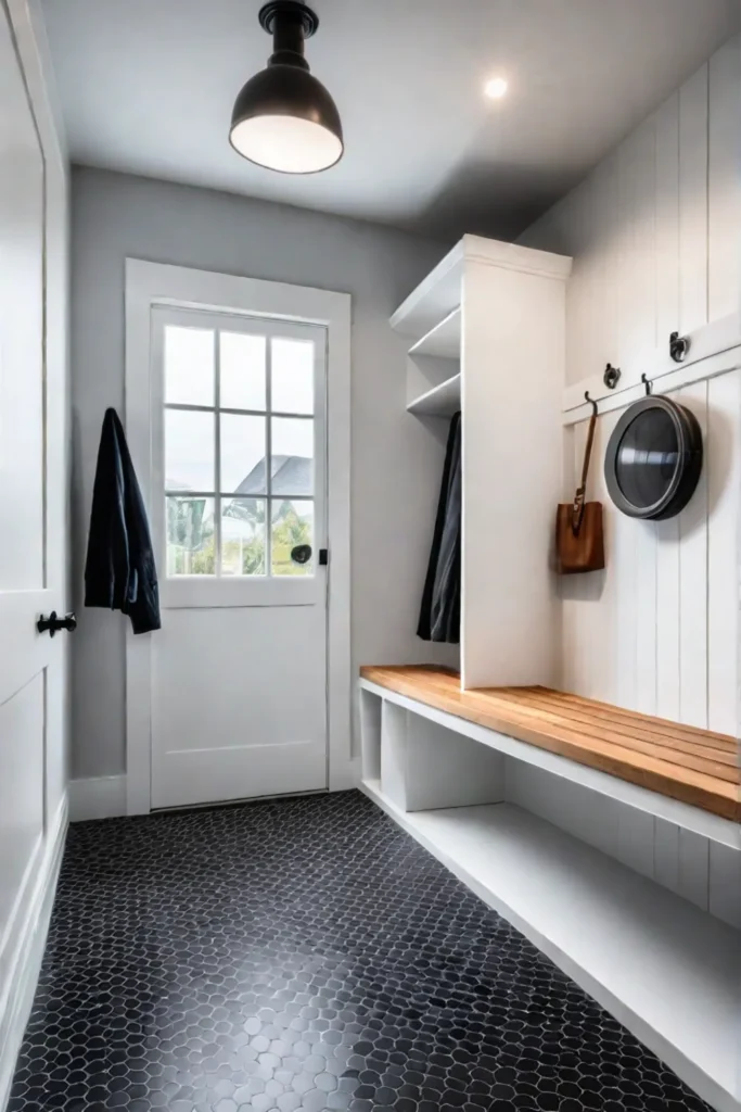 Natural light enhancing mudroom laundry room