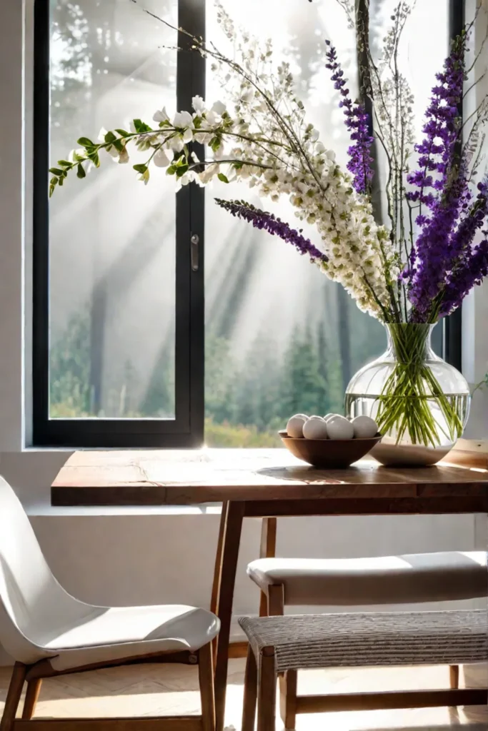 Scandinavian dining room with natural materials